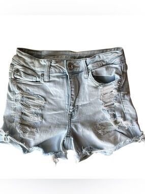 American Eagle Outfitters Light Wash Distressed Denim Jean Shorts